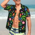 thumbnail image 5 of Lsque Roosters and Flowers pattern Hawaiian Shirt for Men, Unisex Summer Beach Casual Short Sleeve Button Down Shirts-3X-Large, 5 of 9