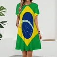 thumbnail image 2 of Brazilian Flag Dress Summer Street Style Dresses Female Short Sleeve Printed Sundress, 2 of 7