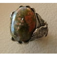 thumbnail image 2 of Unakite Jasper Mens Ring, Natural Unakite Jasper Ring, Eagle Ring Oxidized, 925 Silver Ring, Birthday Gift, Heavy Mens Ring, Arabic Design, Ottoman Style Ring, Christmas, Turkey Mens Signet Ring, 2 of 5