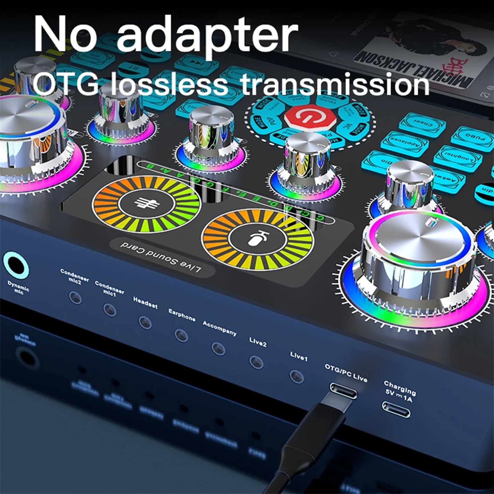 Live Sound Card Podcast DJ Equipment Bluetooth-compatible 48V Phantom Au-dio Mixer Sound Mixer Voice Changer For Live Streaming ,Precision Control