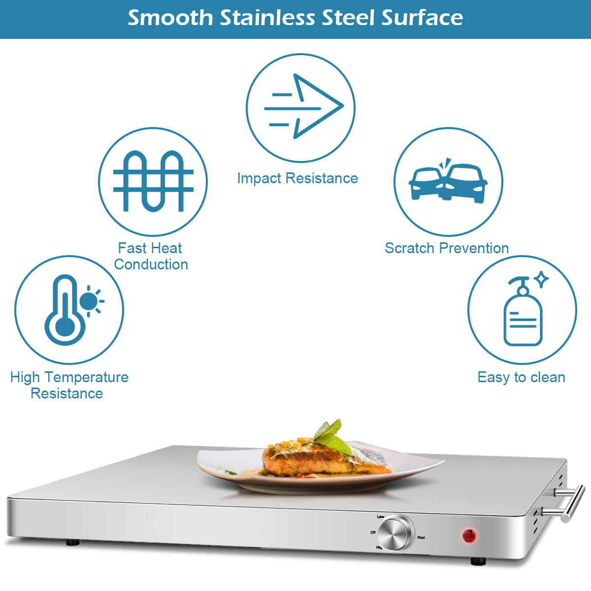 MNSSRN Stainless Steel Tableware Heater, Single Head Dish Warmer Tableware  Plate Heating Commercial Equipment Restaurant Electric Food Warmer Set