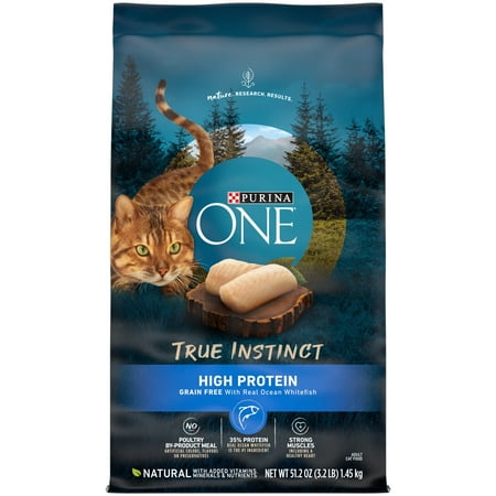 UPC: 0017800178785 | Purina ONE Natural High Protein Grain Free Dry Cat Food True Instinct With Real Ocean Whitefish 3.2 lb. Bag