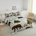 thumbnail image 2 of Happy Camping Comforter Set Full Size Hunt Bear Pine Trees Bedding Set Men Adults Cabin Room Decor Campfire Arrow Cartoon Quilt Set Outdoor Adventure Duvet Insert, 2 of 6
