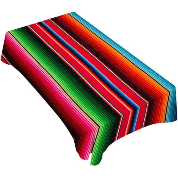 Tablecloth Mexican Style Table Cloth Rectangle Table 60 x 84 Inch Traditional Blankets Colorful Stripes Kitchen Decorations for Home Dinner Party