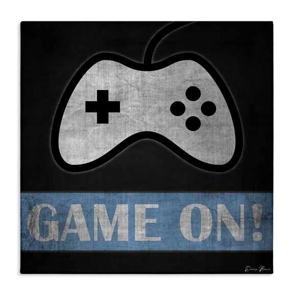 Stupell Industries Contemporary Game On Gamer Phrase Retro Distressed Controller Canvas Art, 17 x 17, by Denise Brown