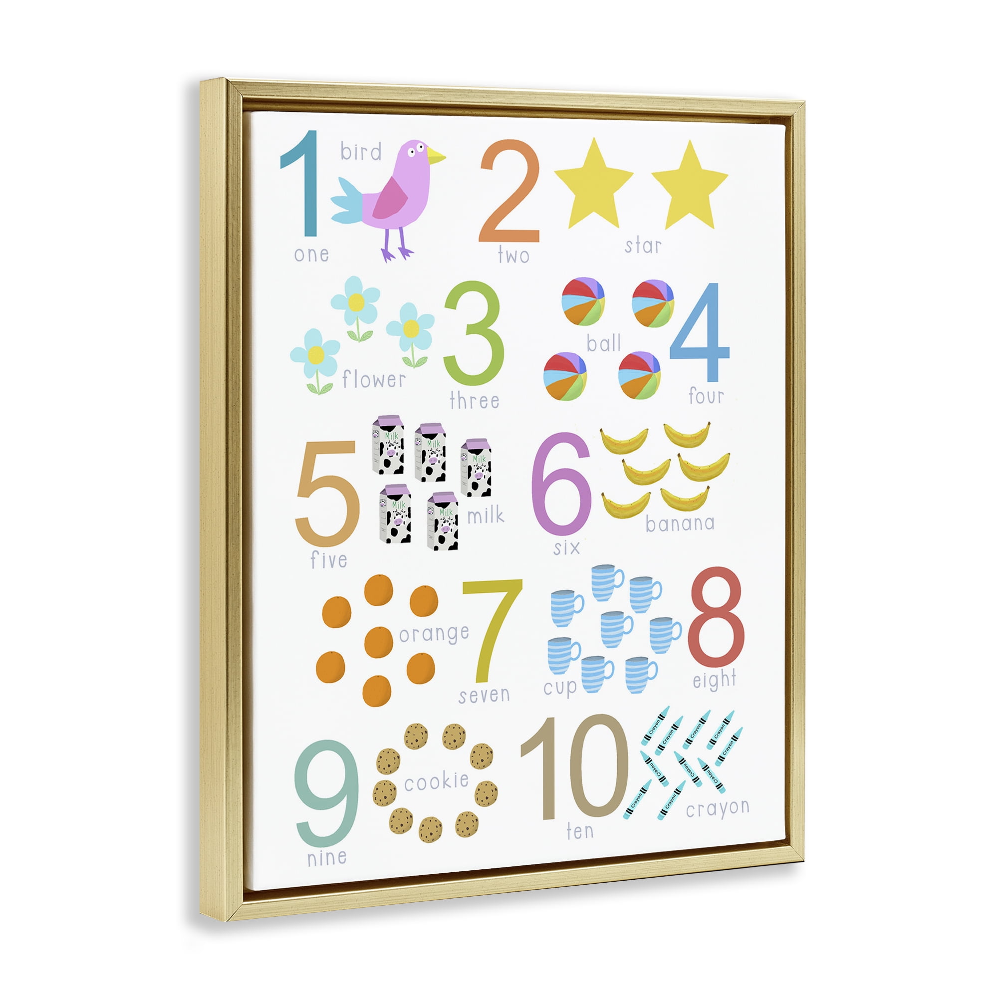 Fun Learning To Count Gold Framed Floater Canvas Wall Art, design by Carla Daly