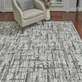thumbnail image 3 of Gertmenian Quattro Lhasa Modern Abstract Gray/Black/Ivory Area Rug, 9x13, 3 of 7