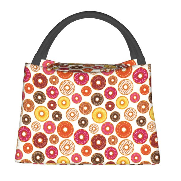 Fotbe Donut Bolsa Térmica Portátil con Estampado, Bolsa de Entrega de Alimentos Aislada, Bolsa Reutilizable de Gran Capacidad para Comidas y Supermercado