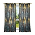 thumbnail image 6 of Yayeee Window Curtains Light Filtering 63"x42" Grommet Panel Pair Home Living Room Decor, Navy Blue Art Pattern, 6 of 7