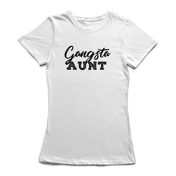 Gangsta Tante Graphique Femmes Blanc T-shirt