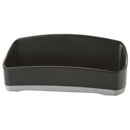 Storex Iceland-series Plastic Business Card Holder with Rubber-grip Base, Fits 3.5 x 2 inch Paper, Black and Gray, 6-Pack