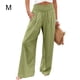 thumbnail image 3 of Pantalones Minnieouse Señoras Verano Primavera color sólido Largo Suelto Casual Pierna ancha Elástico Vintage Moda oficina Amarillo Verde, 3 of 5