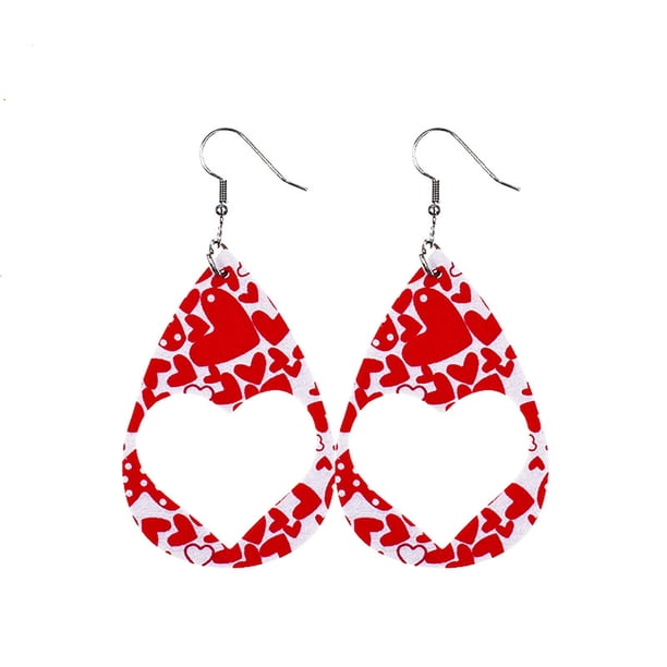 Pendientes para mujer, regalos para mujer, pendientes de San Valentín, pendientes con estampado de corazón y labios rojos de doble cara, pendientes de moda.