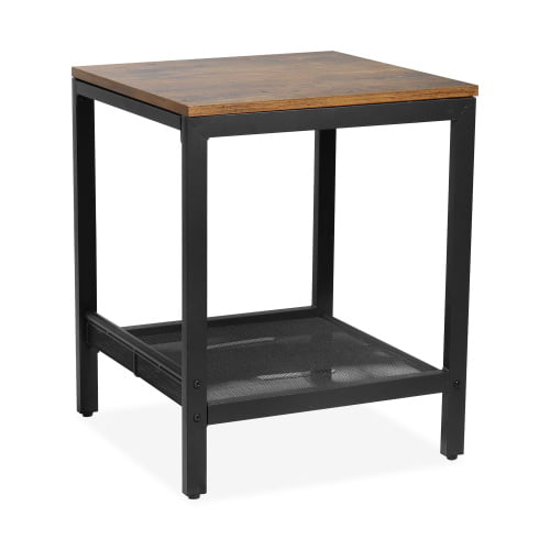 End Table 2 Tier Industrial Side, Small Square Side Table With Shelf