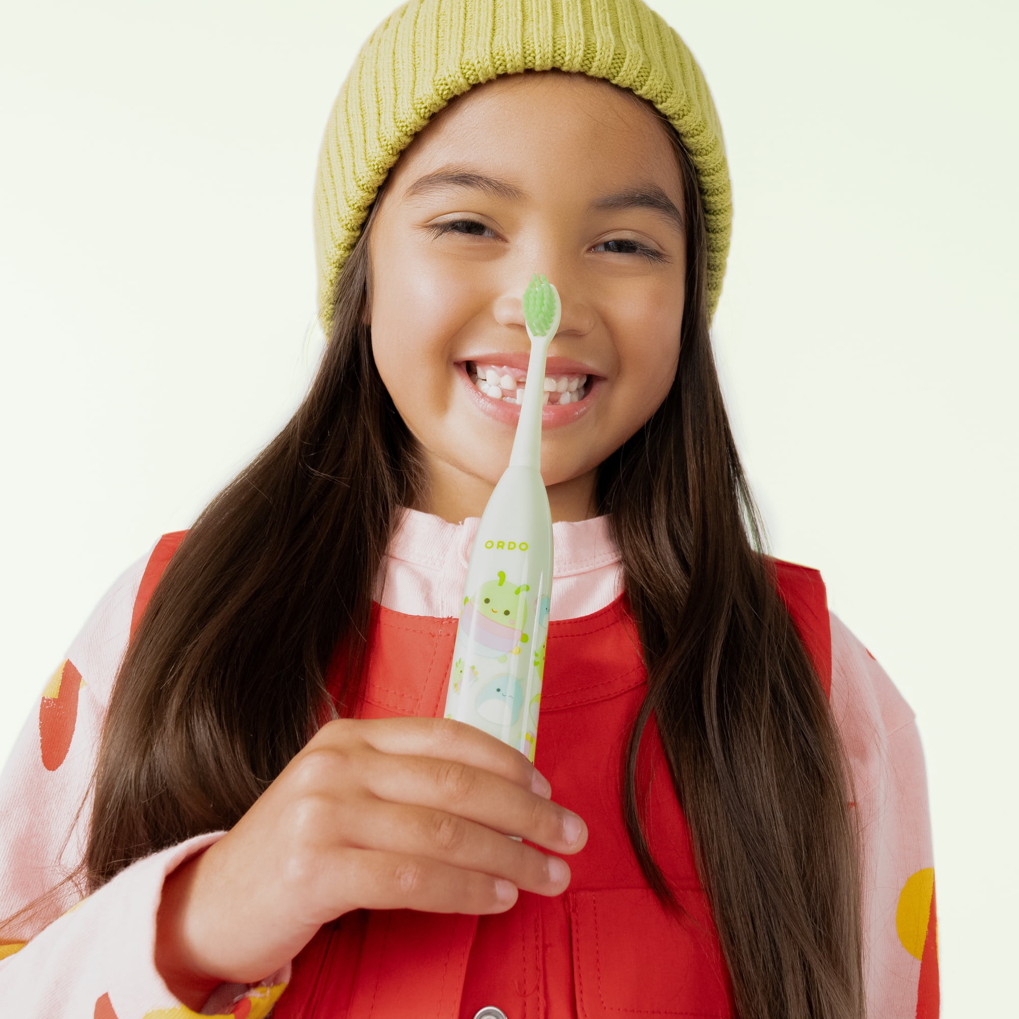 Ordo - Kids Battery Toothbrush Heads - Squishmallows Rutabaga - Green - 2 Pack