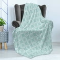 thumbnail image 4 of Aqua Soft Flannel Fleece Throw Blanket, Sun Flower with Dots Geometric Vintage Hippie Round Art Image, Cozy Plush for Indoor and Outdoor Use, 60" x 80", Seafoam and White, by Ambesonne, 4 of 5