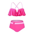 thumbnail image 1 of SUNSIOM Mommy and Me Swimsuit, Contrast Color Leaves Print Ruffled Bra with Briefs Family Matching Swimsuit 2-piece Summer Bikini Set, 1 of 6
