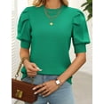 thumbnail image 3 of Cogild Puff Sleeves Sweaters for Womens Short Sleeve Crew Neck Oversized Sweaters Tops Solid Color, 3 of 6