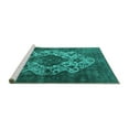 thumbnail image 2 of Ahgly Company Machine Washable Indoor Rectangle Oriental Turquoise Blue Industrial Area Rugs, 3' x 5', 2 of 4