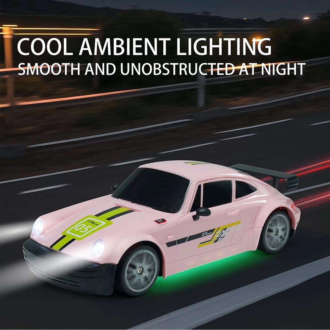 FQD15 1:20 Scale High-Speed Remote Control Drift Car, 2.4G 4WD Alloy RC Racing Car with Cool LED Lights for Teens and Adults