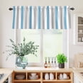 thumbnail image 5 of 3 Piece Kitchen Curtains and Valances Set Blue Grey Striped Cafe Curtains 36 Inch Length Geometric Vertical Stripes Minimalist Valance & Tier Curtain for Living Room Bedroom Window 54"x18"+27"x36"*2, 5 of 6