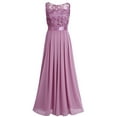 thumbnail image 4 of Kaerm Women Empire Waist Embroidered Chiffon Wedding Bridesmaid Dress Long Evening Prom Gown Plum 12, 4 of 7