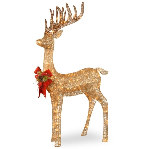 National Tree Company Pre-Lit  Champagne Standing Reindeer, Warm White LED Lights, 48 Inch, Indoor or Outdoor Use.