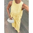 thumbnail image 2 of Women'S 2 Piece Gingham Set Summer Outfits Ruffle Tank Top and Wide Leg Pants Matching Lounge Set Yellow XL, 2 of 8