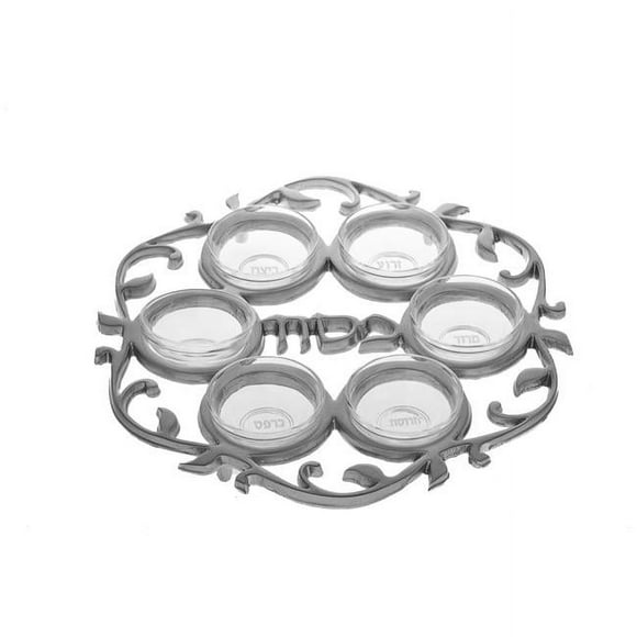 12 in. Metal Seder Plate, Silver