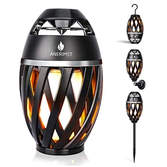 Altavoz Bluetooth para exteriores, regalos para hombres mujeres papá mamá, ANERIMST impermeable inalámbrico con luz LED antorcha, altavoz de llama para accesorios de camping y gadgets del hogar, sonid