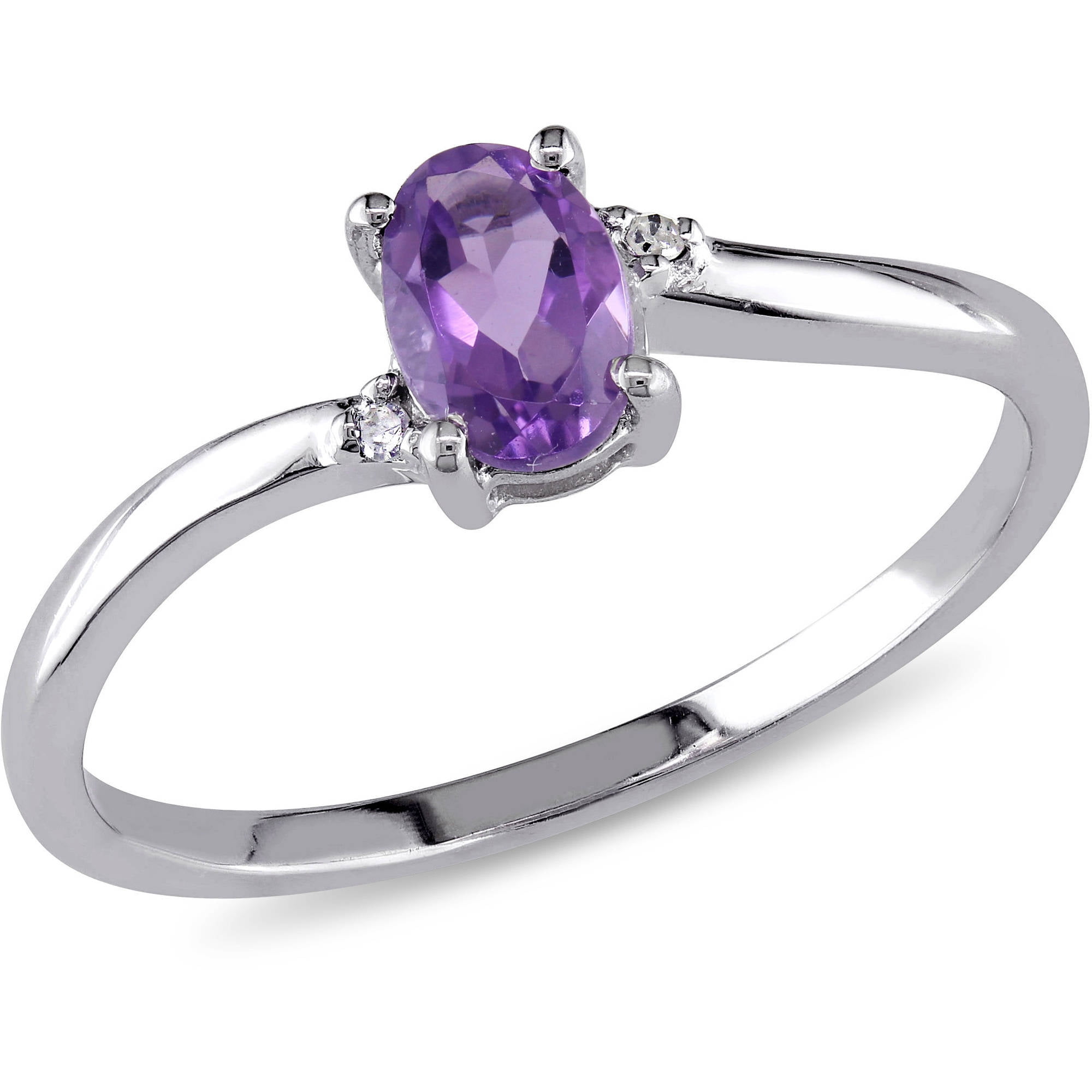 3 8 Carat T.G.W. Amethyst and Diamond-Accent 10kt White Gold Bypass Ring by Generic