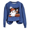 thumbnail image 5 of IDOCLOTHES Halloween Sweatshirt Women Cute Pumpkin Ghost Drinking Coffee Printed Fall Outfits for Women Long Sleeve Tops Womens Fall Fashion Clothing Blue, S, 5 of 5
