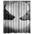 thumbnail image 1 of Cortina de ducha ABPHQTO Lobo Negro y Lobo Blanco Impermeable 150x180 cm, 1 of 2