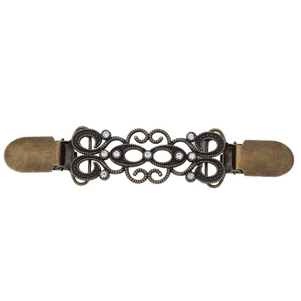 Jumpingount Clip para bufanda con diamantes de imitación, Clips para suéter de aleación galvanizada, Pin para chal tallado, joyería, accesorios de ropa, Accesorios de disfraces Bronce Jumpingount AP008845-03