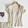 thumbnail image 7 of Wensltd Fashion Lightweight Pajamas for Women 2 Piece Set Soft Sleepwear Built in Bra Short Sleeve Top and Shorts Home Clothing S-XXL, 7 of 7