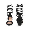 thumbnail image 5 of BLISSFUL STEP Lace Up Contrasting Colors Open Toe Block Heel Sandals for Women, 5 of 6