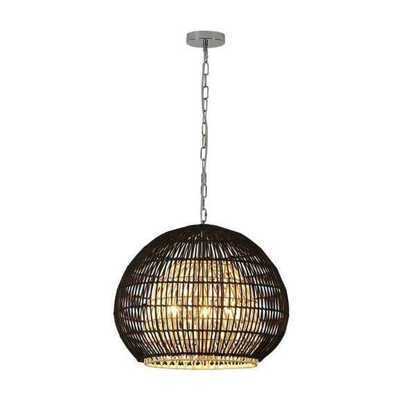 Bethel International Chandelier Black Wood & Metal