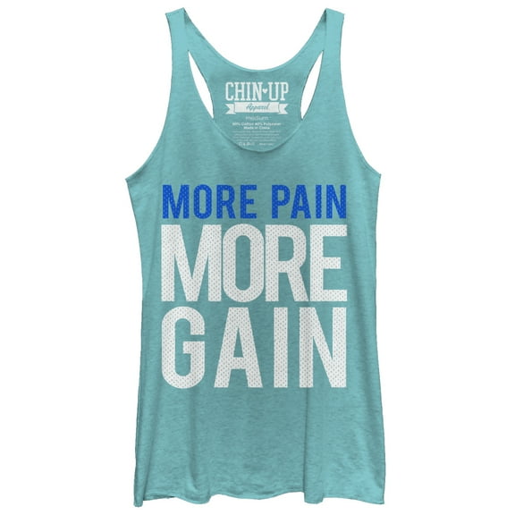 Women's CHIN UP More Pain More Gain Racerback Tank Top Tahiti Blue Small