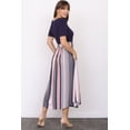 thumbnail image 3 of Navy Short Sleeve Pink Stripe Sash Midi Dress_Plus, 3 of 4