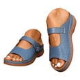 thumbnail image 1 of Slip On Wedge Sandals for Women Comfortable Open Toe Mules Adjustable Walking Platform Slides for Summer Travel Blue Size 8, 1 of 6