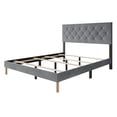 thumbnail image 4 of Castle Place Modern Diamond Tufted Velvet Upholstered Queen Bed, Light Grey, 4 of 11