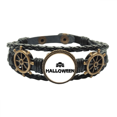 thumbnail image 1 of El temor a los fantasmas de halloween calavera feliz Pulsera marina tejida en cuero, 1 of 4