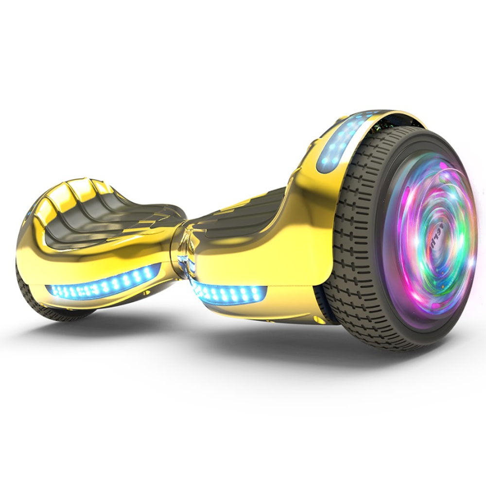 Flash Wheel Hoverboard 6.5&quot; Bluetooth Speaker with LED Light Self Balancing Wheel Electric Scooter - Chrome Gold