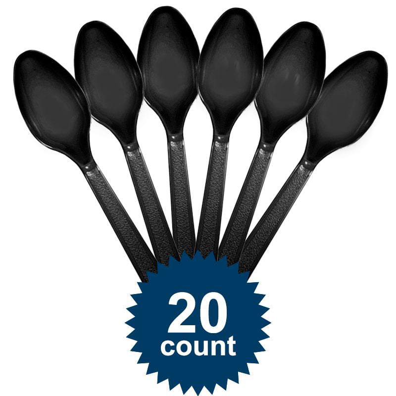 Black Spoons 5.5" Plastic Disposable Nested Eco-Efficient Darnel Sealed 100ct 