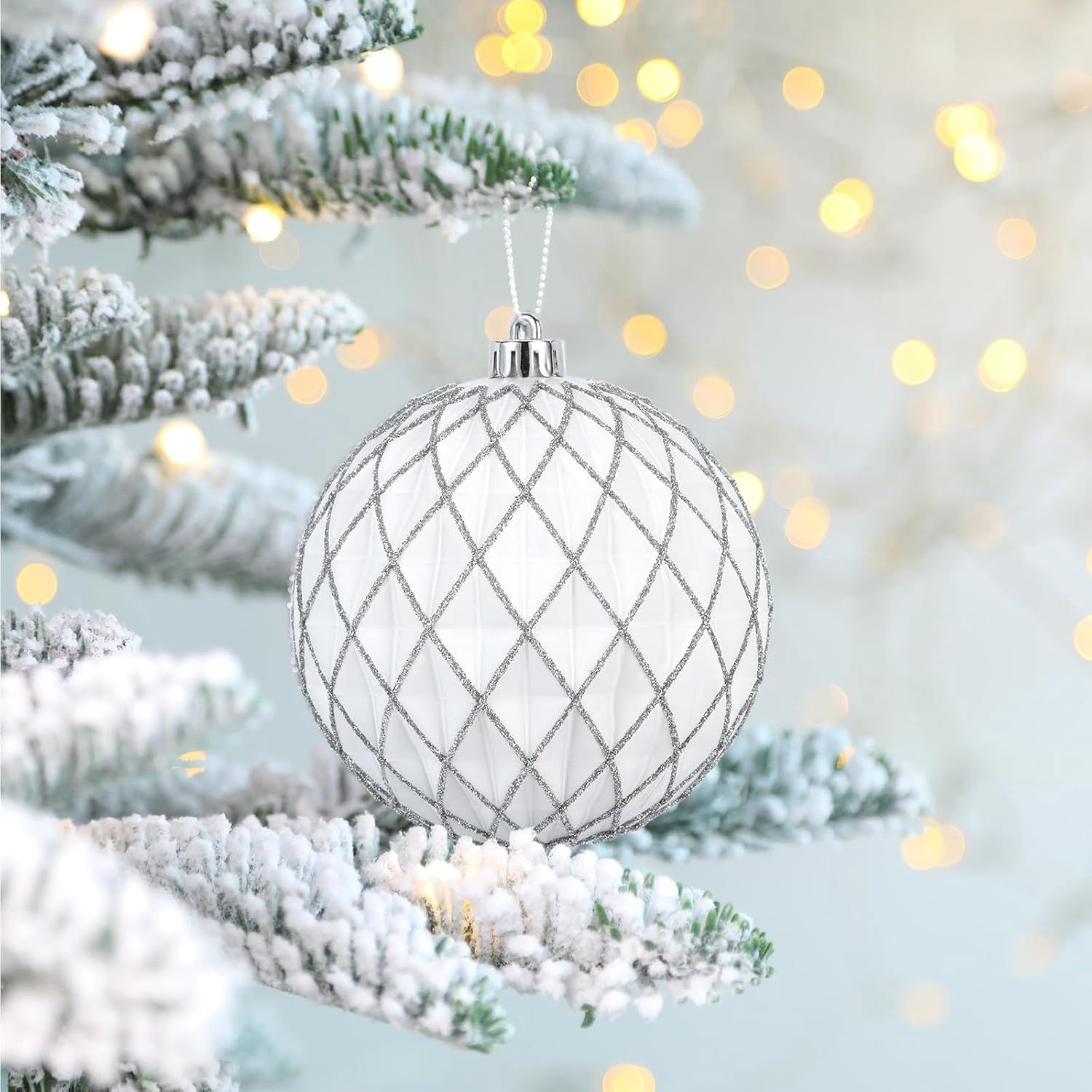 100MM/4 Inch 9PCS Large Christmas Balls Ornaments, Shatterproof Plastic Hanging Big Baubles Set for Xmas Tree Decoration Holiday Party Wedding Decorations with Hook
