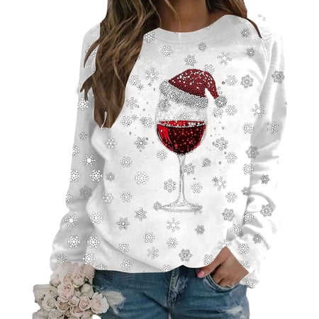 FYEGRE Women s Funny Christmas Sweatshirt Funny and Winter Warm Funny Christmas Jumper White XXL