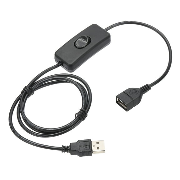 Uxcell USB Switch Extension Cable with on OFF Switch, Inline Toggle Switch Power Cable Data Transfer Cord for LED Strip Black 3.28 ft 1