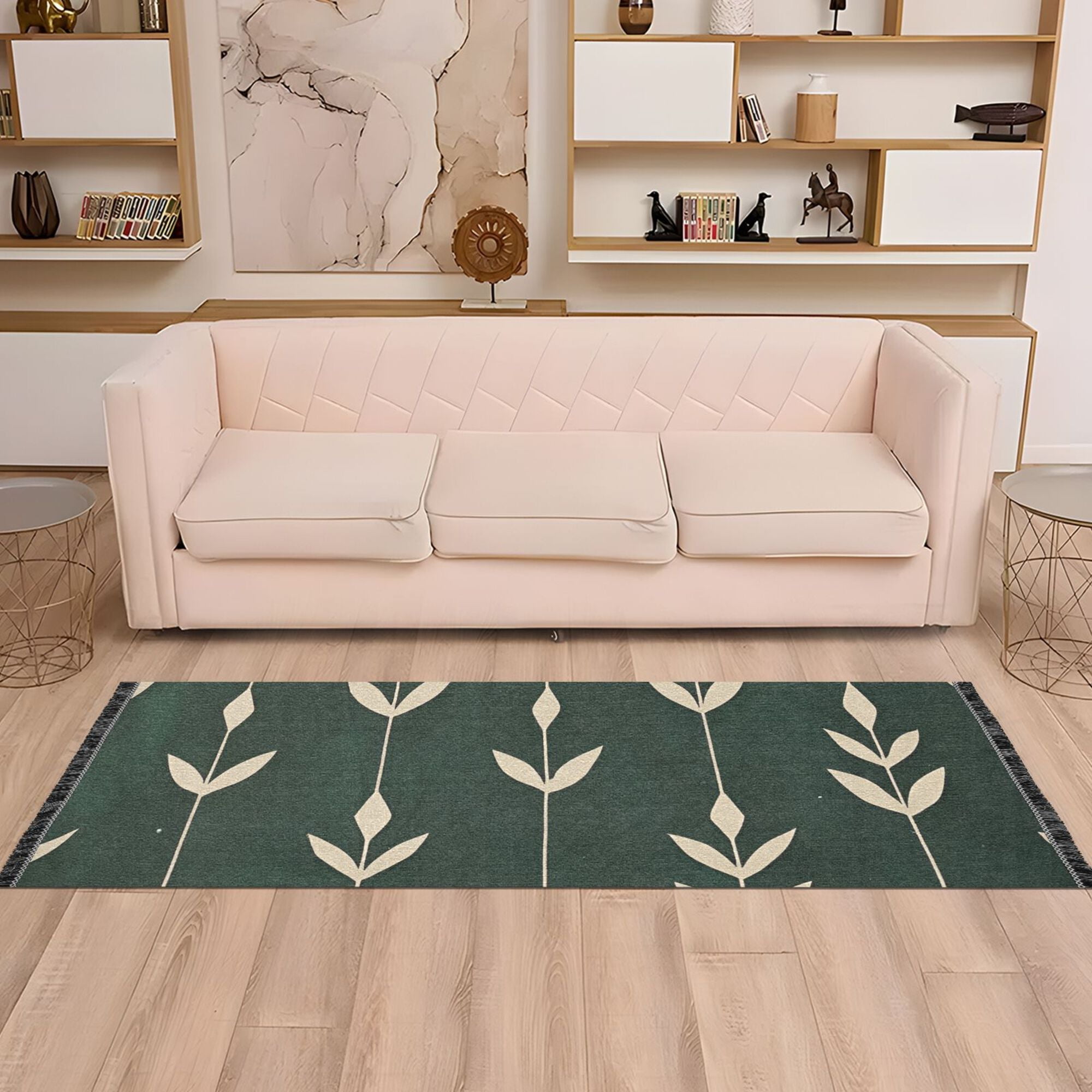 Yayeee Runner Rug for Bedroom 2'x6' Machine Washable Hallway Non Slip Mat, Green Plants