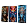 thumbnail image 3 of Designart "Festive Slavic Spiritual Portraits VIII" Boho Woman Framed Wall Art Set Of 3 - Red Woman Boho Frame Gallery Set For Office Decor, 3 of 6