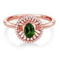 thumbnail image 2 of Gem Stone King 18K Rose Gold Plated Silver Green Chrome Diopside Ring for Women (1.03 Cttw, Oval 6X4MM, Gemstone Birthstone, Size 7), 2 of 3